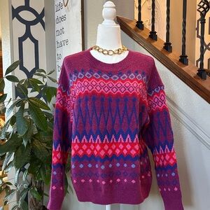 Geometric 90's inspired Cabin core colorful Sweater - Pink and Purple 🤩